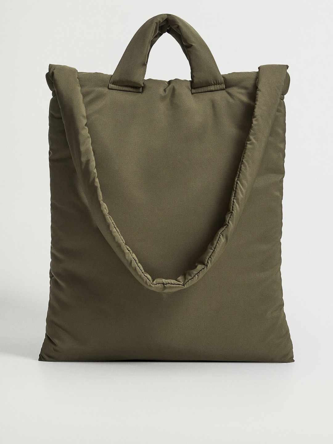 

MANGO Olive Green Solid Soft Padded Handheld Bag