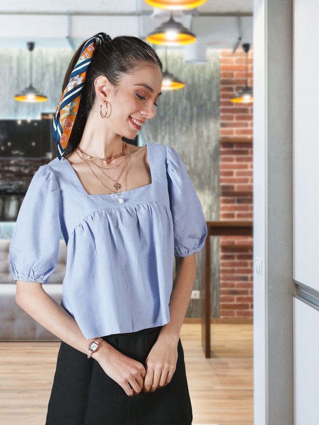 

MANGO Blue Regular Top