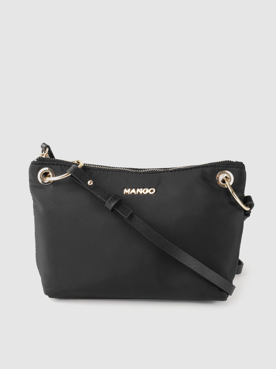 

MANGO Black Solid Structured Sling Bag