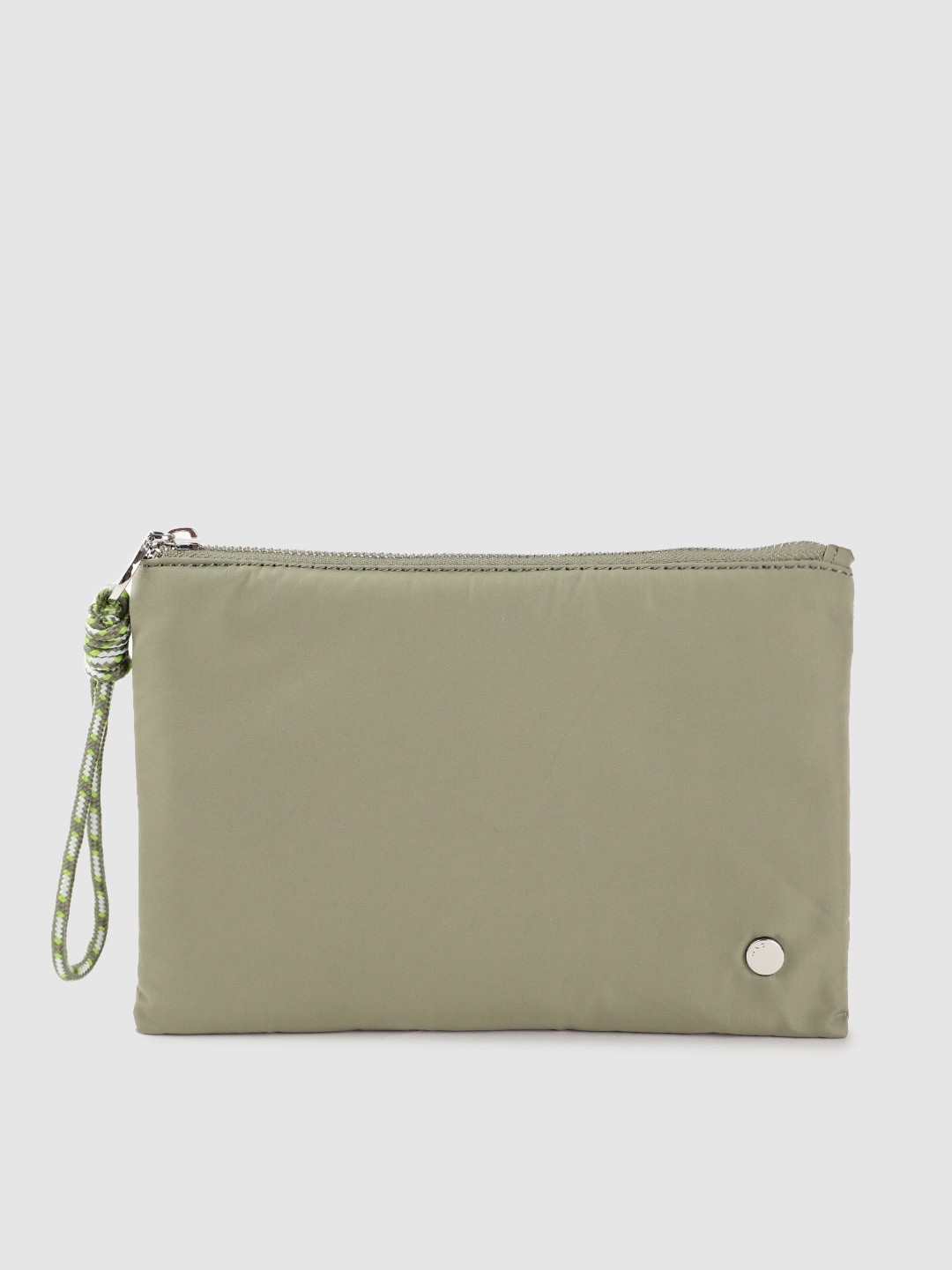 

MANGO Women Olive Green Solid Cosmetic Pouch