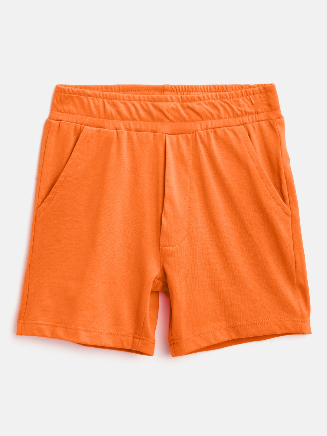 

HERE&NOW Boys Orange Solid Pure Cotton Regular Fit Shorts