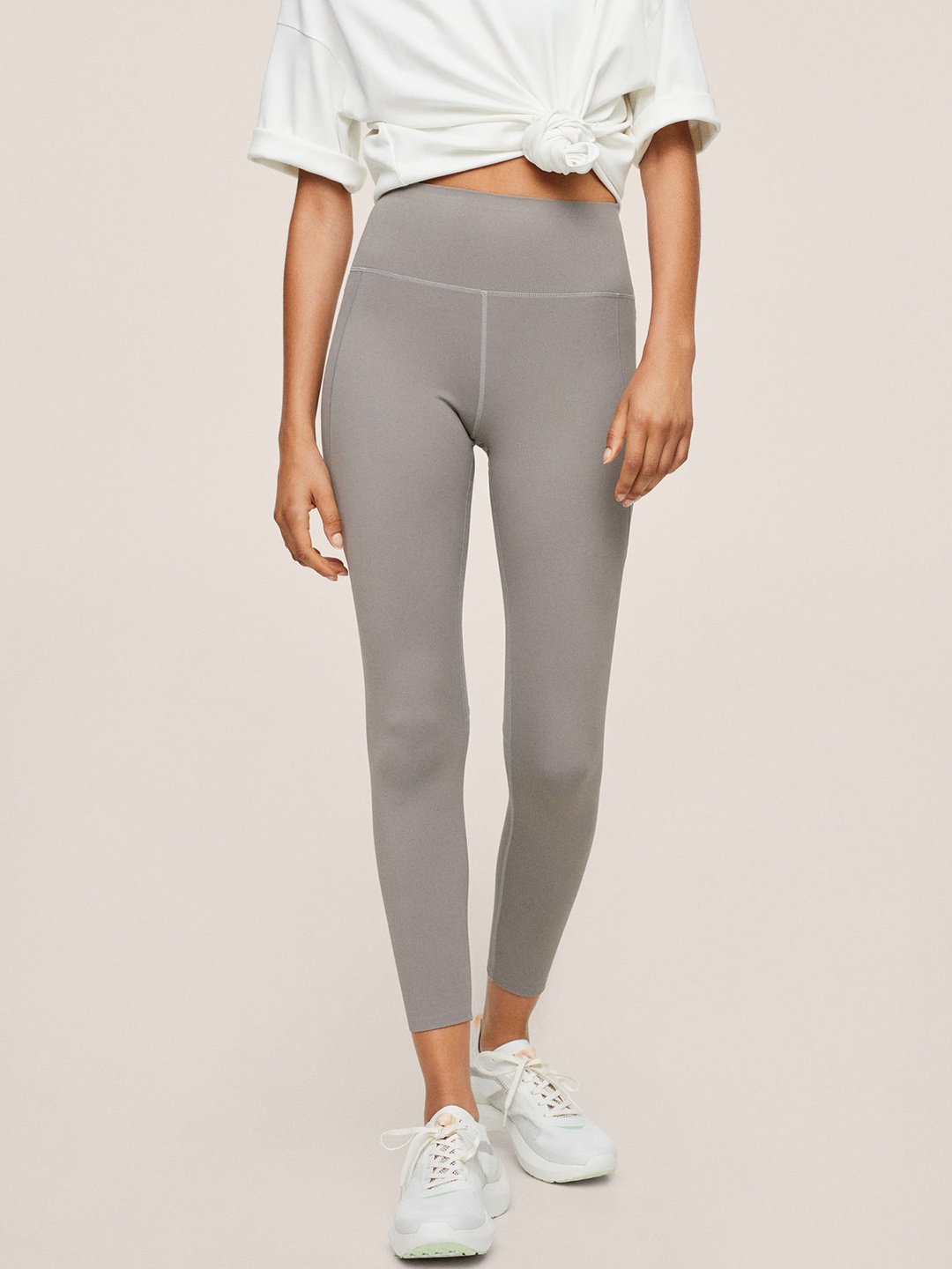 

MANGO Women Grey Solid Tights