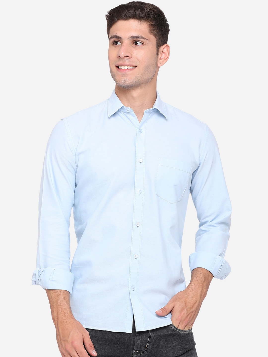 

Greenfibre Men Blue Slim Fit Casual Shirt