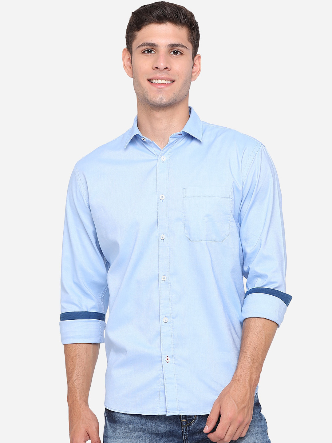 

Greenfibre Men Blue Slim Fit Casual Shirt
