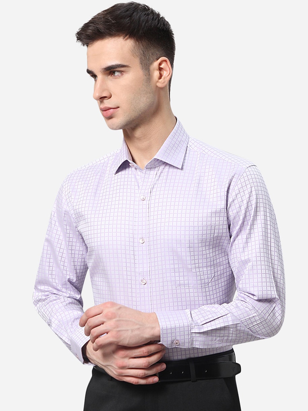

Greenfibre Men Purple Checked Formal Shirt