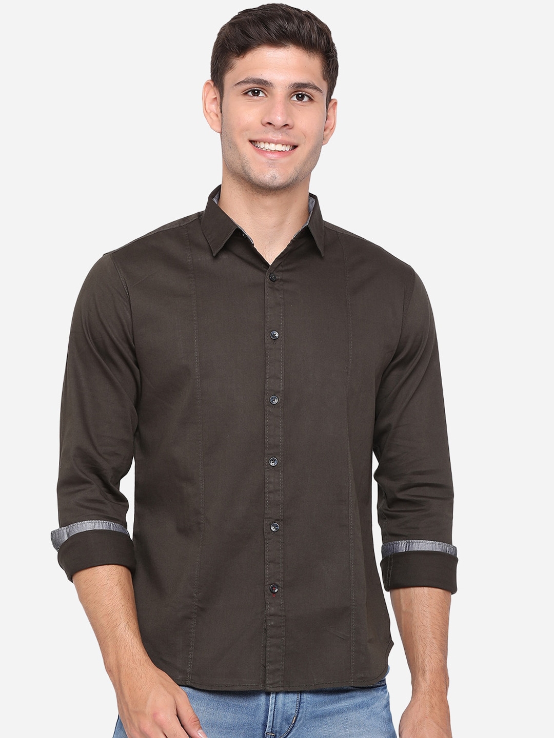

Greenfibre Men Brown Slim Fit Opaque Casual Shirt