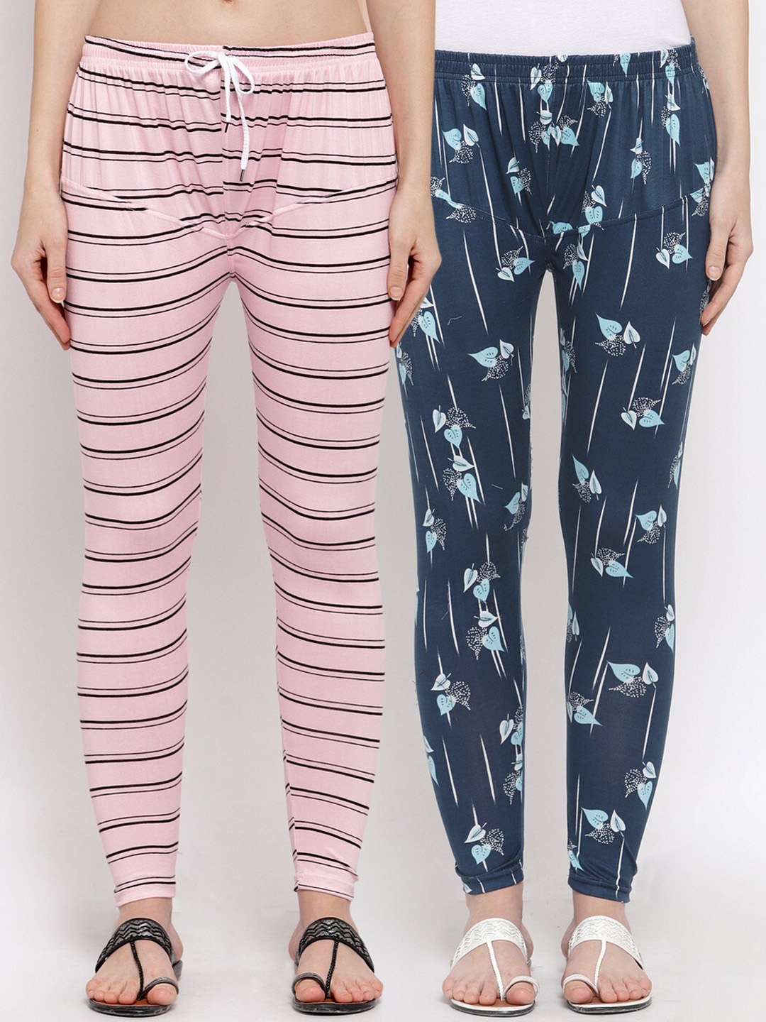 

KLOTTHE Women Blue Pack Of 2 Printed Ankle-Length Leggings
