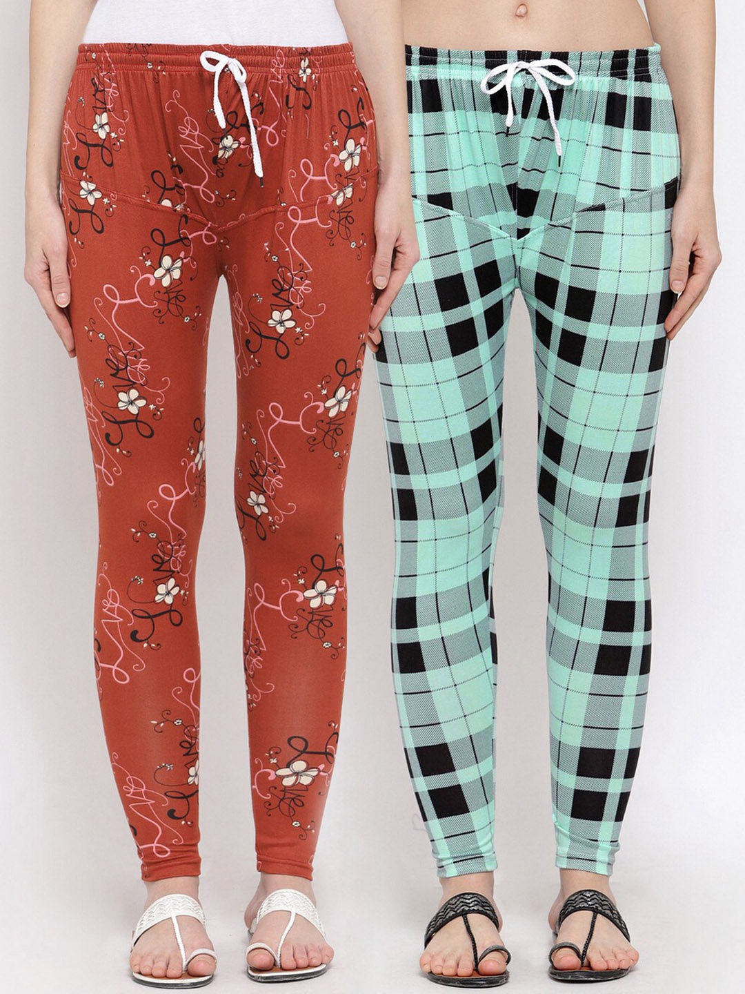 

KLOTTHE Women Pack Of 2 Printed Ankle Length Leggings, Red