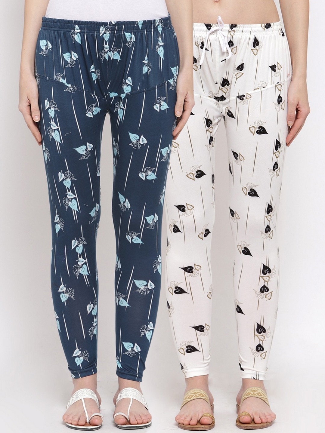

KLOTTHE Women Pack Of 2 Printed Ankle-Length Leggings, Blue