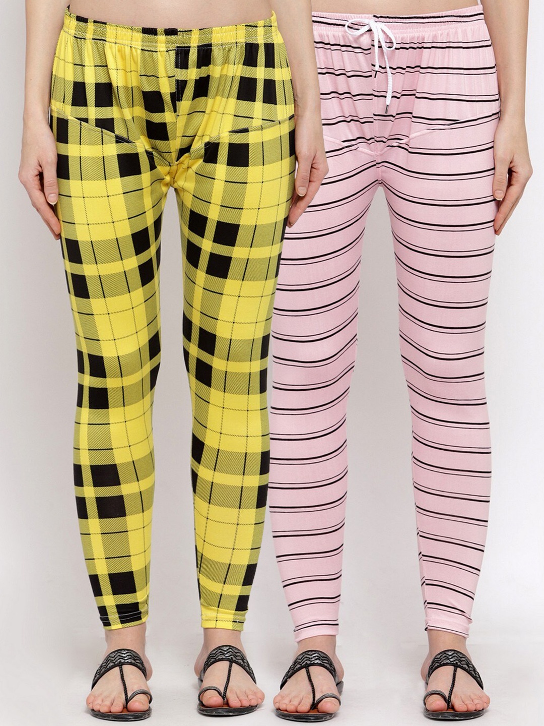 

KLOTTHE Women Pack Of 2 Printed Ankle-Length Leggings, Pink