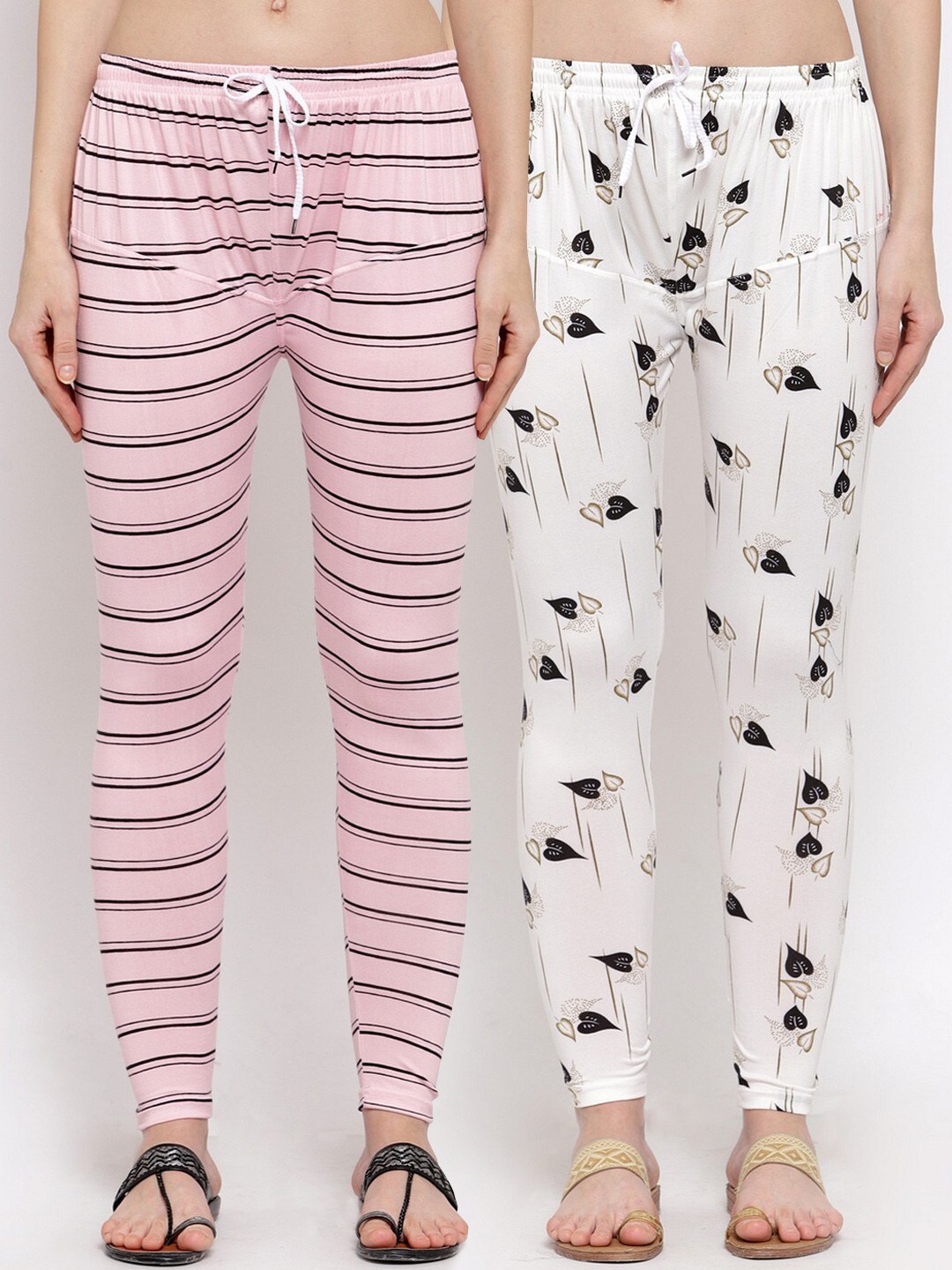 

KLOTTHE Women Pack Of 2 Printed Ankle-Length Leggings, Pink