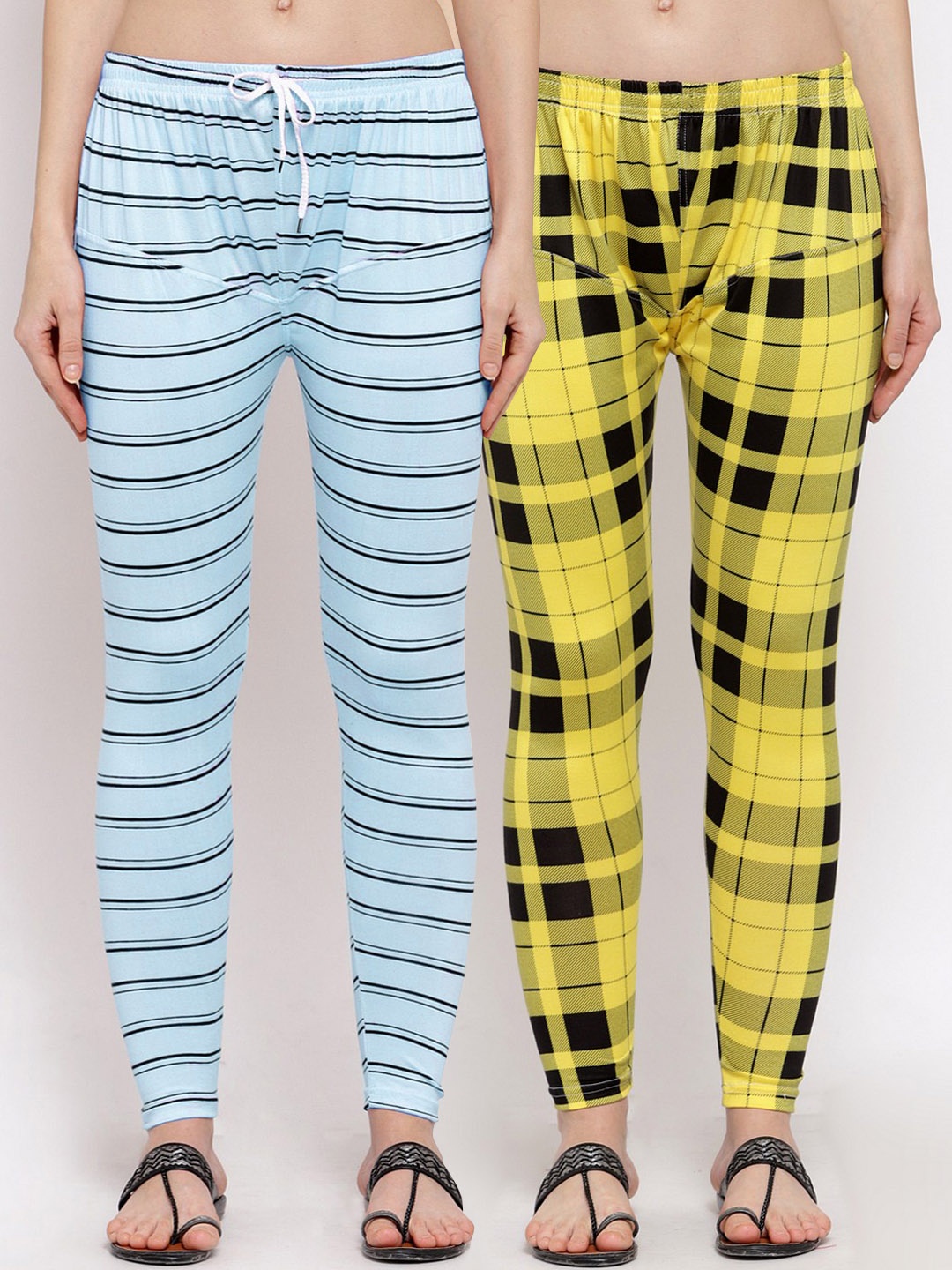 

KLOTTHE Women Pack Of 2 Printed Ankle-Length Leggings, Blue