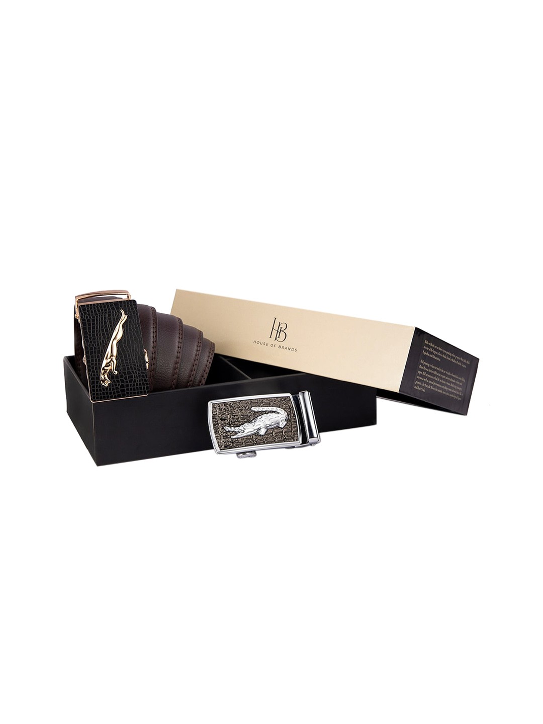 

BANGE Men Genuine Leather Autolock Brown Belt With Two Premium Interchangable Buckles