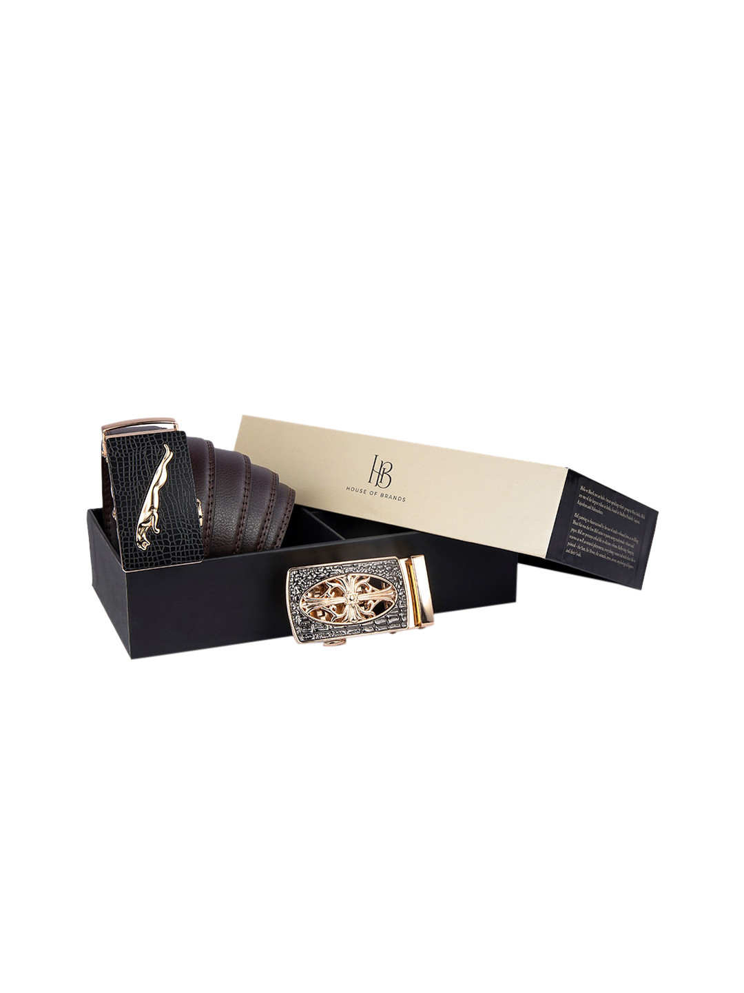 

Bange Men Brown Leather Belt With 2 Interchangable Buckles