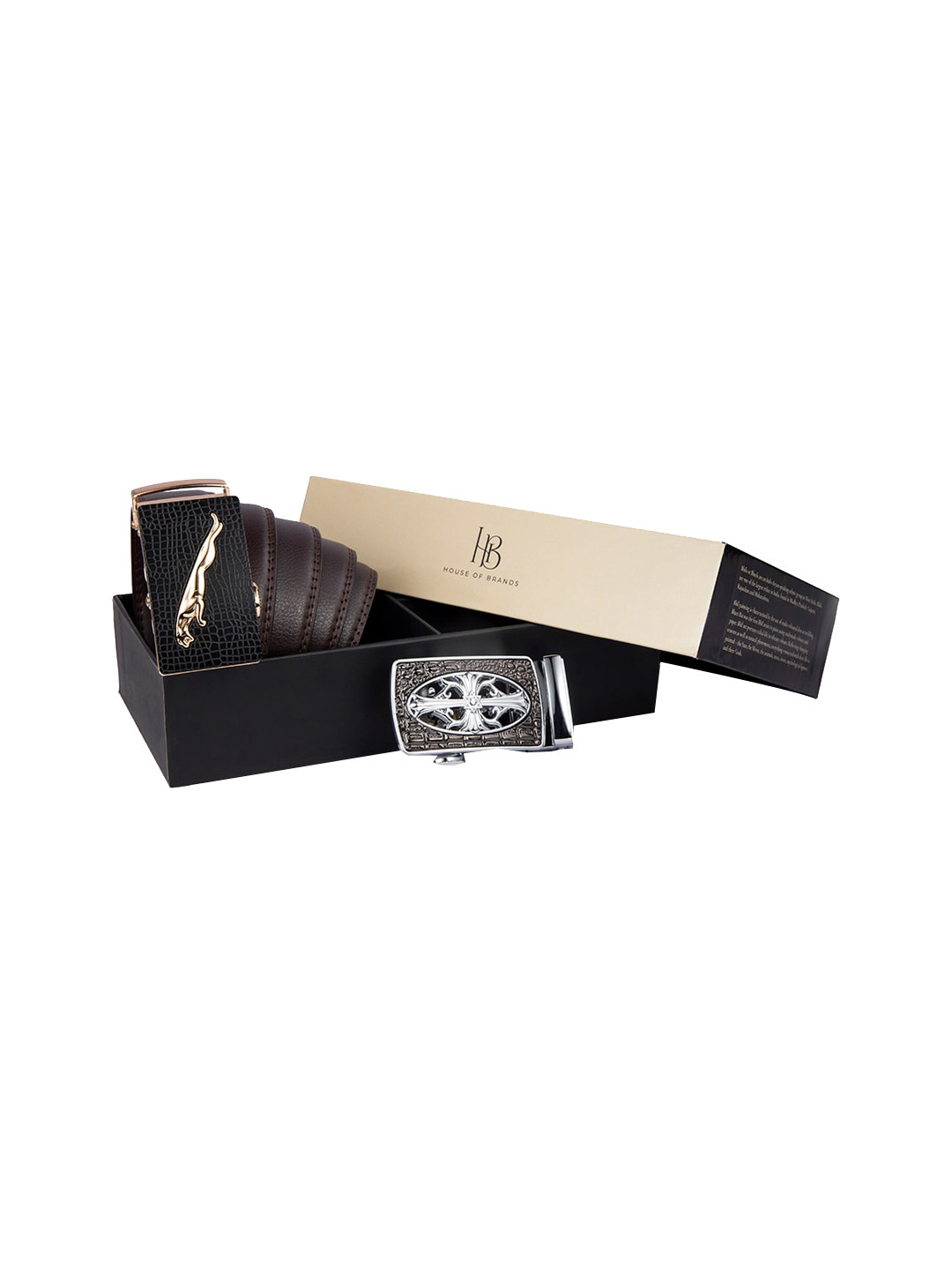 

Bange Genuine Leather Autolock Brown Belt With Two Premium Interchangable Buckles