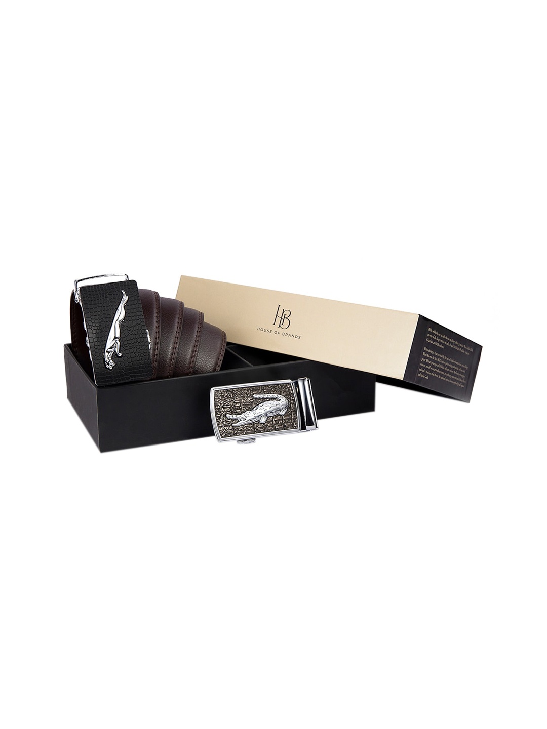 

Bange Men Brown Leather Belt With 2 Interchangable Buckles