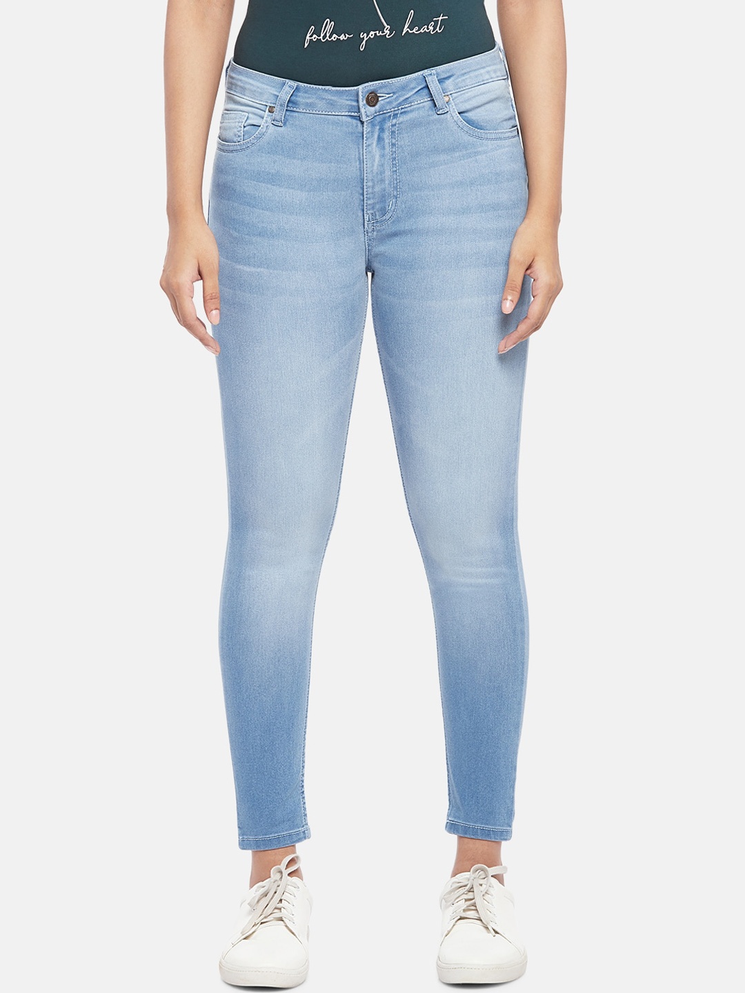 

People Women Blue Slim Fit Light Fade Jeans