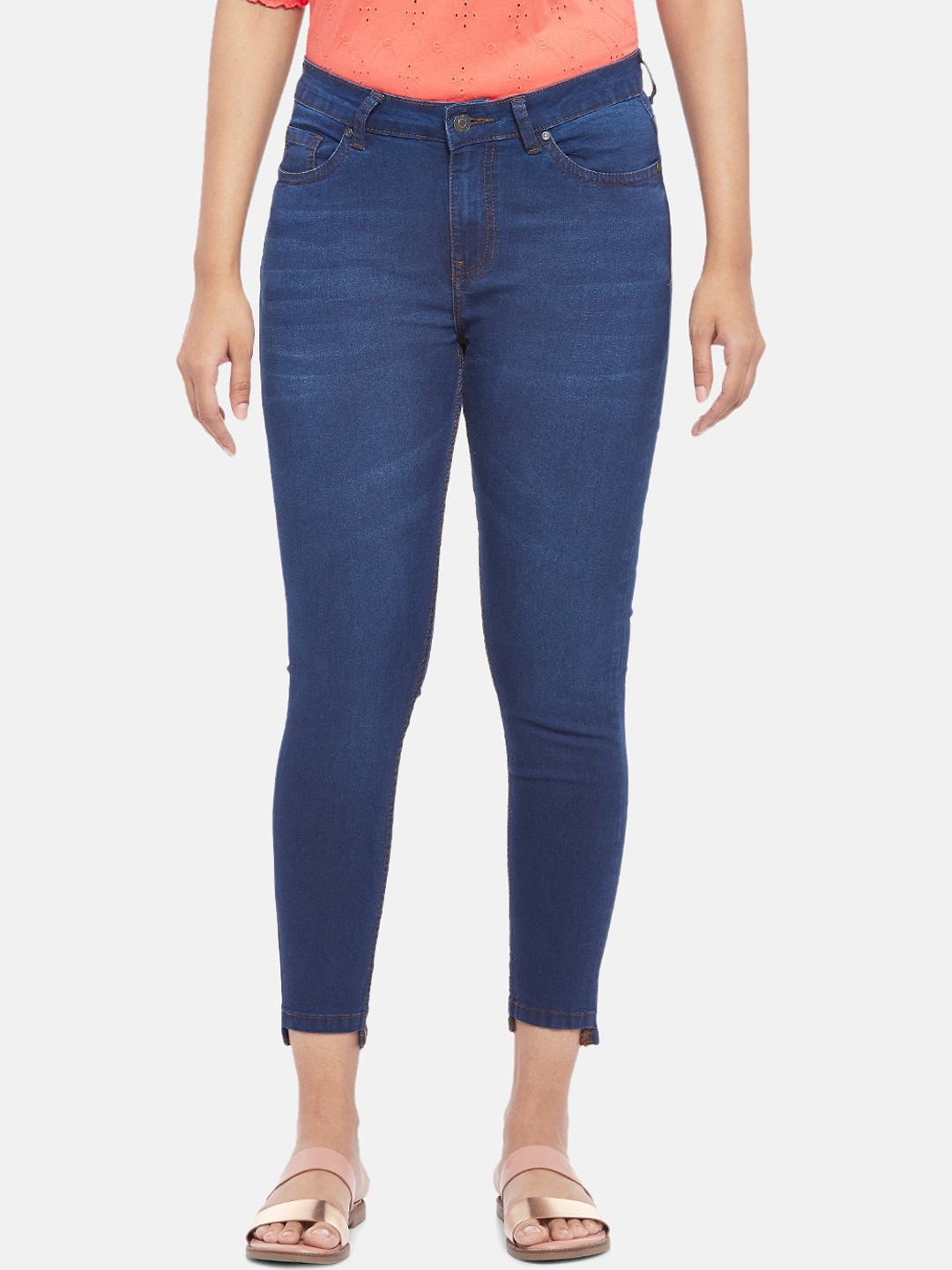 

People Women Blue Slim Fit High-Rise Light Fade Jeans