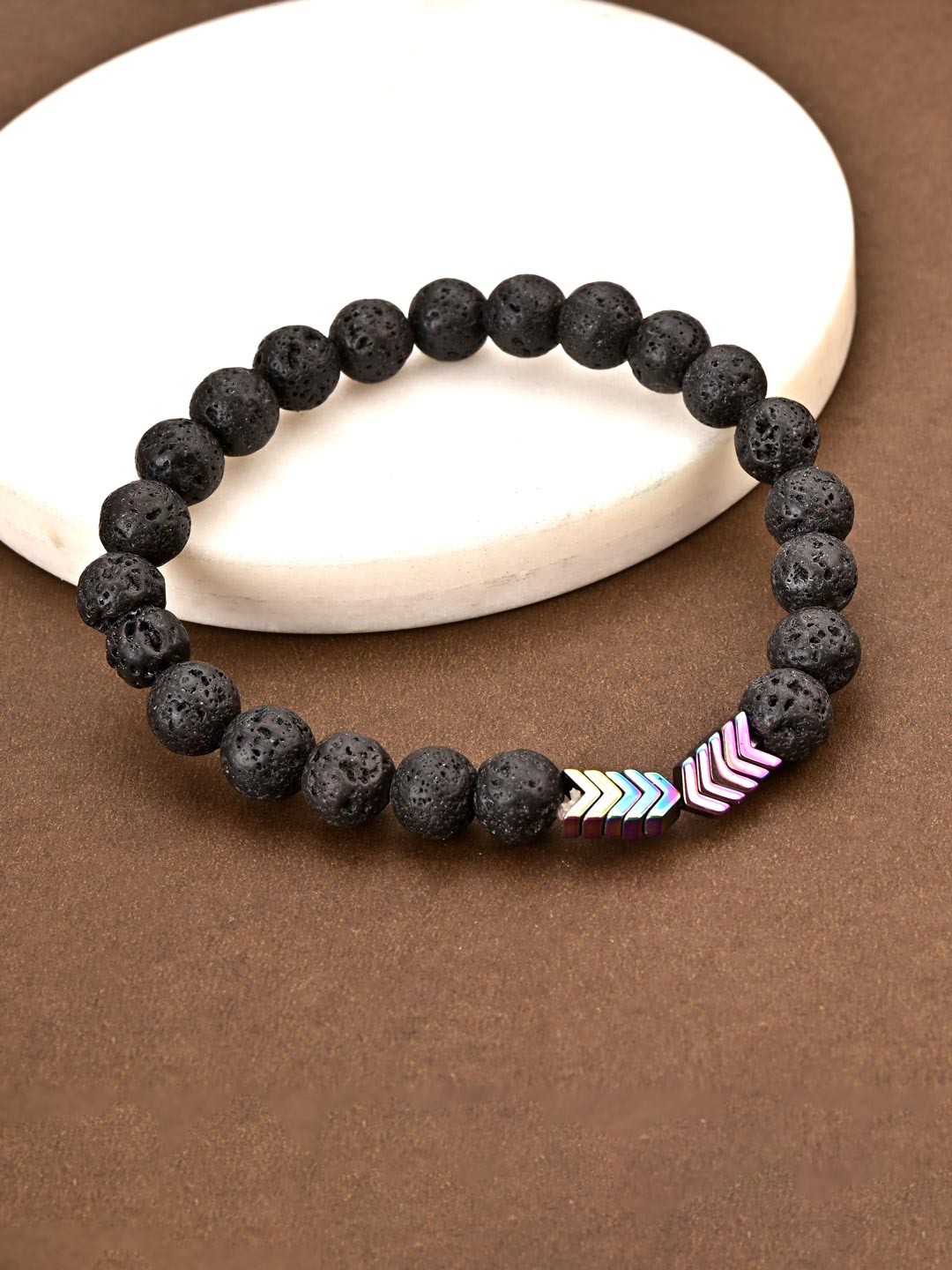 

Tistabene Men Black & Pink Arrow Beaded Bracelet