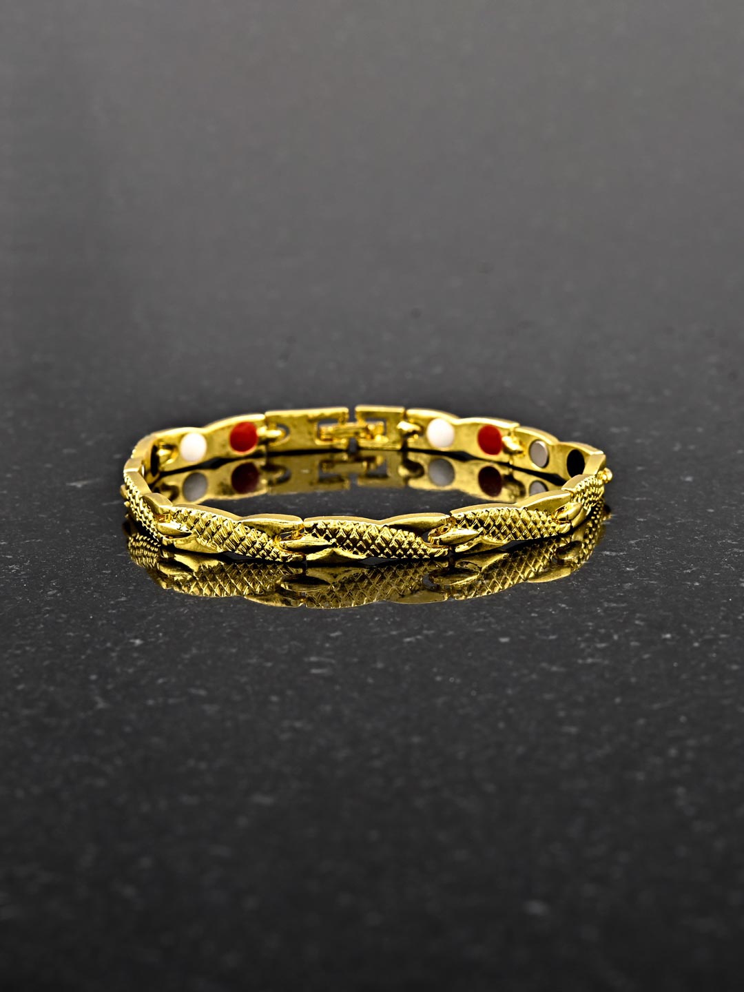 

Tistabene Men Gold-Toned & Red Gold-Plated Link Bracelet