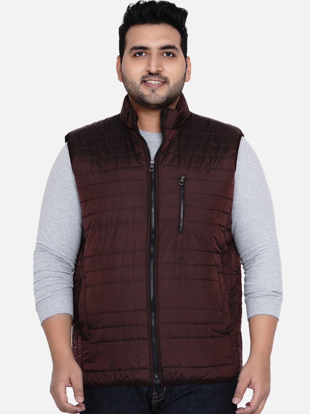 

John Pride Men Maroon Quilted Jacket