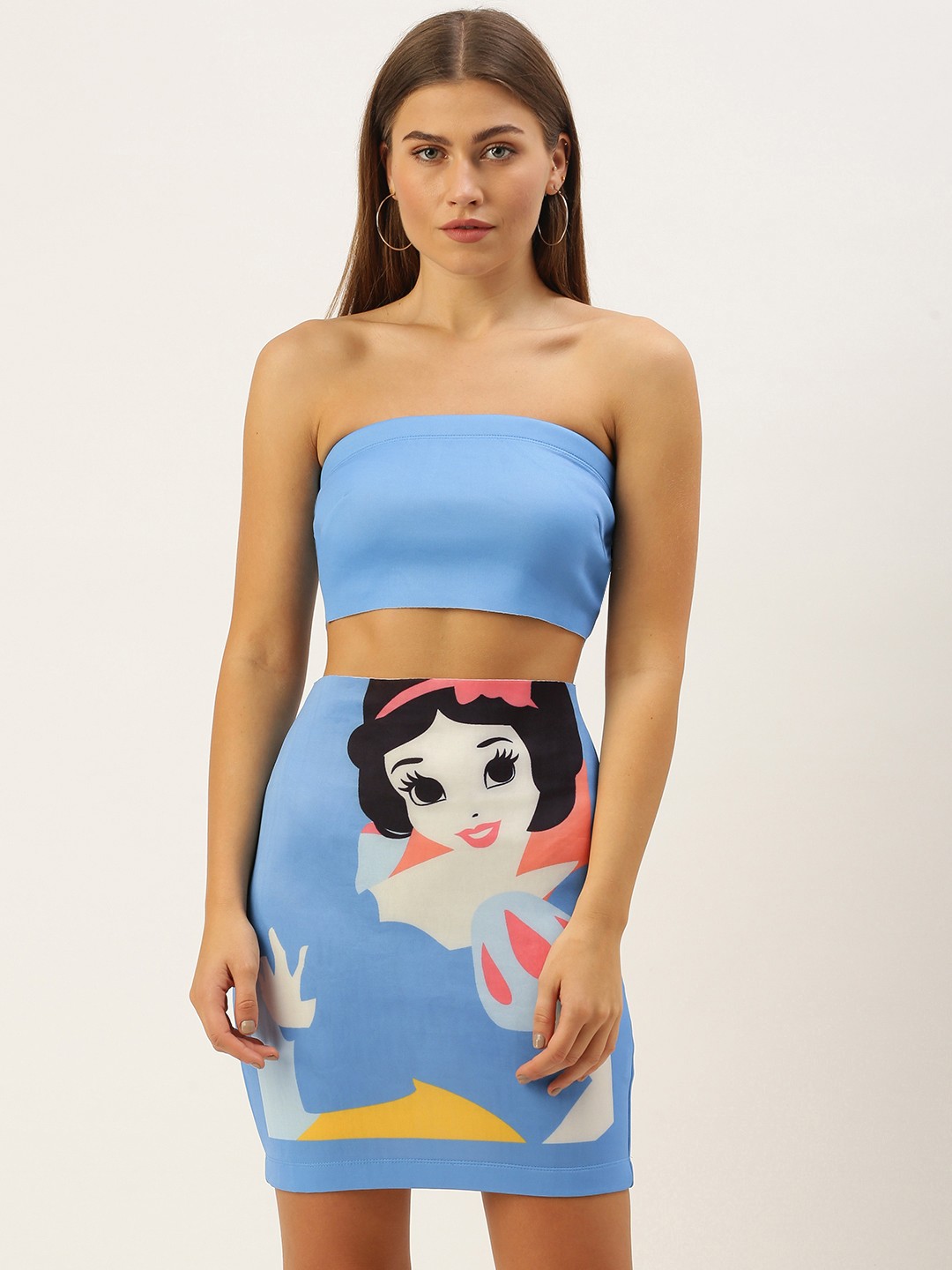 

FOREVER 21 Blue Off-Shoulder Disney Princess Sheath Mini Dress