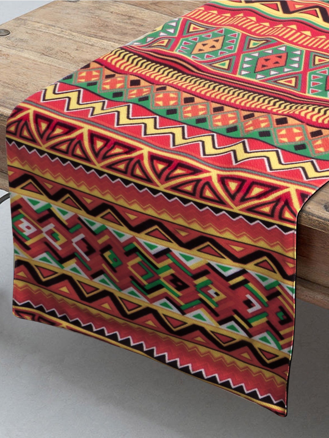 

HomeStorie Red & Yellow Ethnic Motifs Poly Cotton HD Table Runner