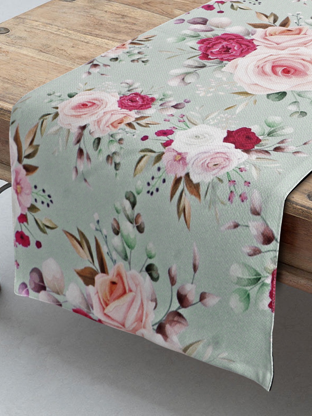 HomeStorie Blue & Pink Floral Print Table Runner