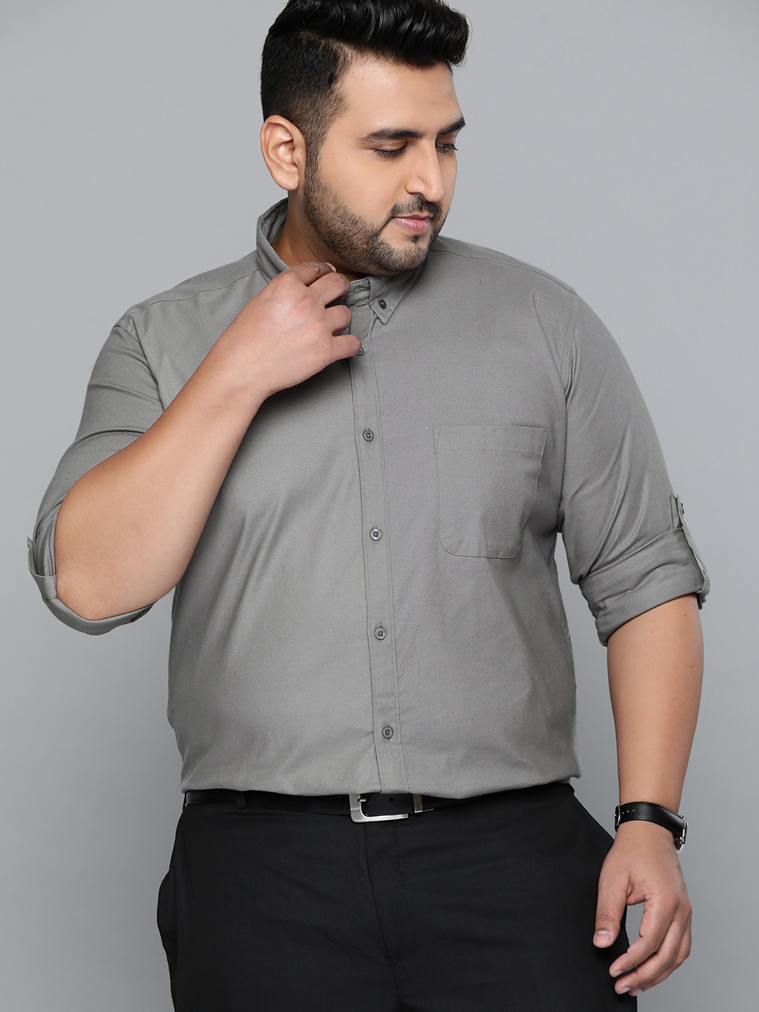 

DENNISON Men Grey Smart Slim Fit Opaque Formal Shirt