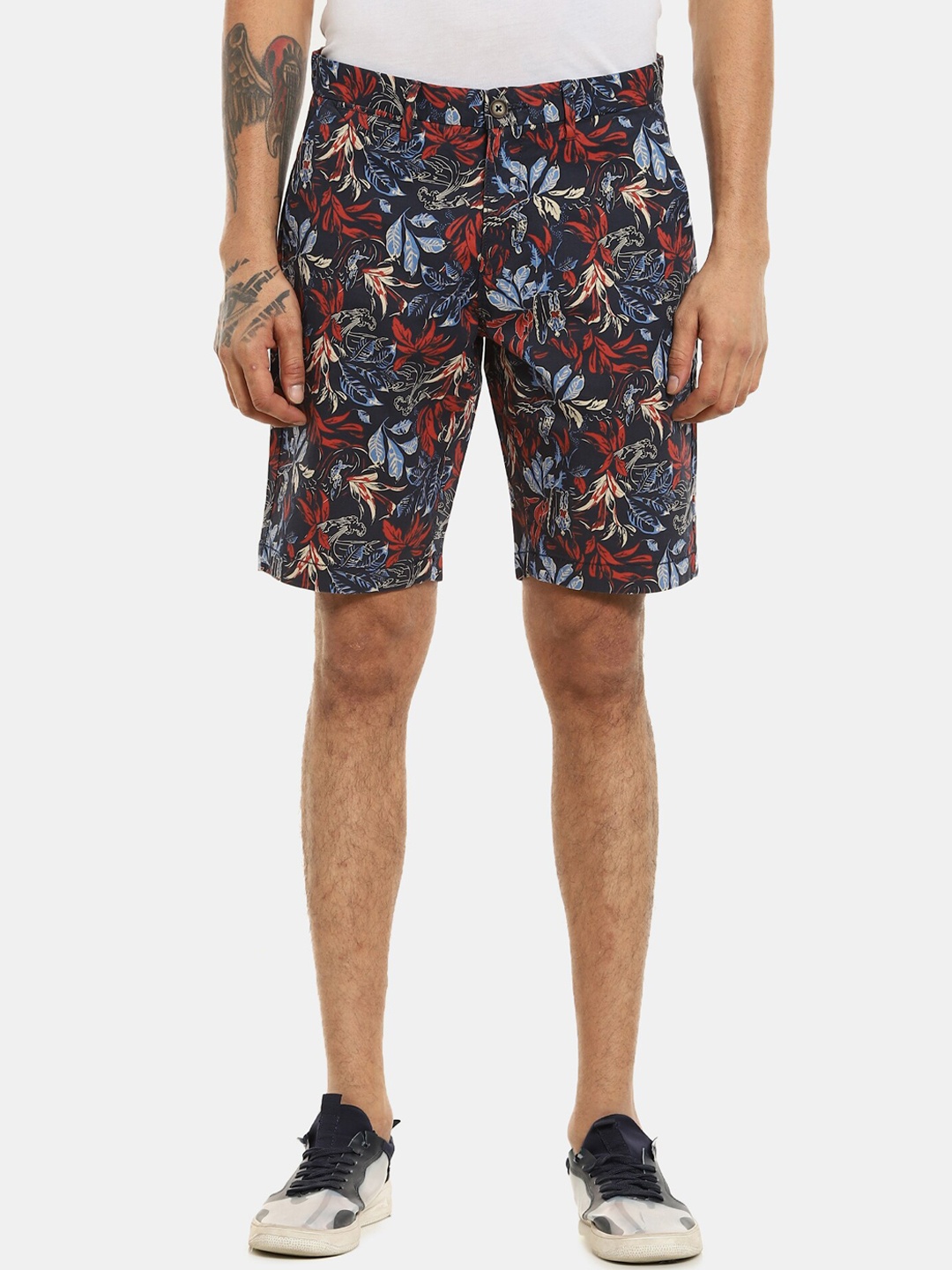 U S Polo Assn Men Blue Floral Printed Regular Shorts
