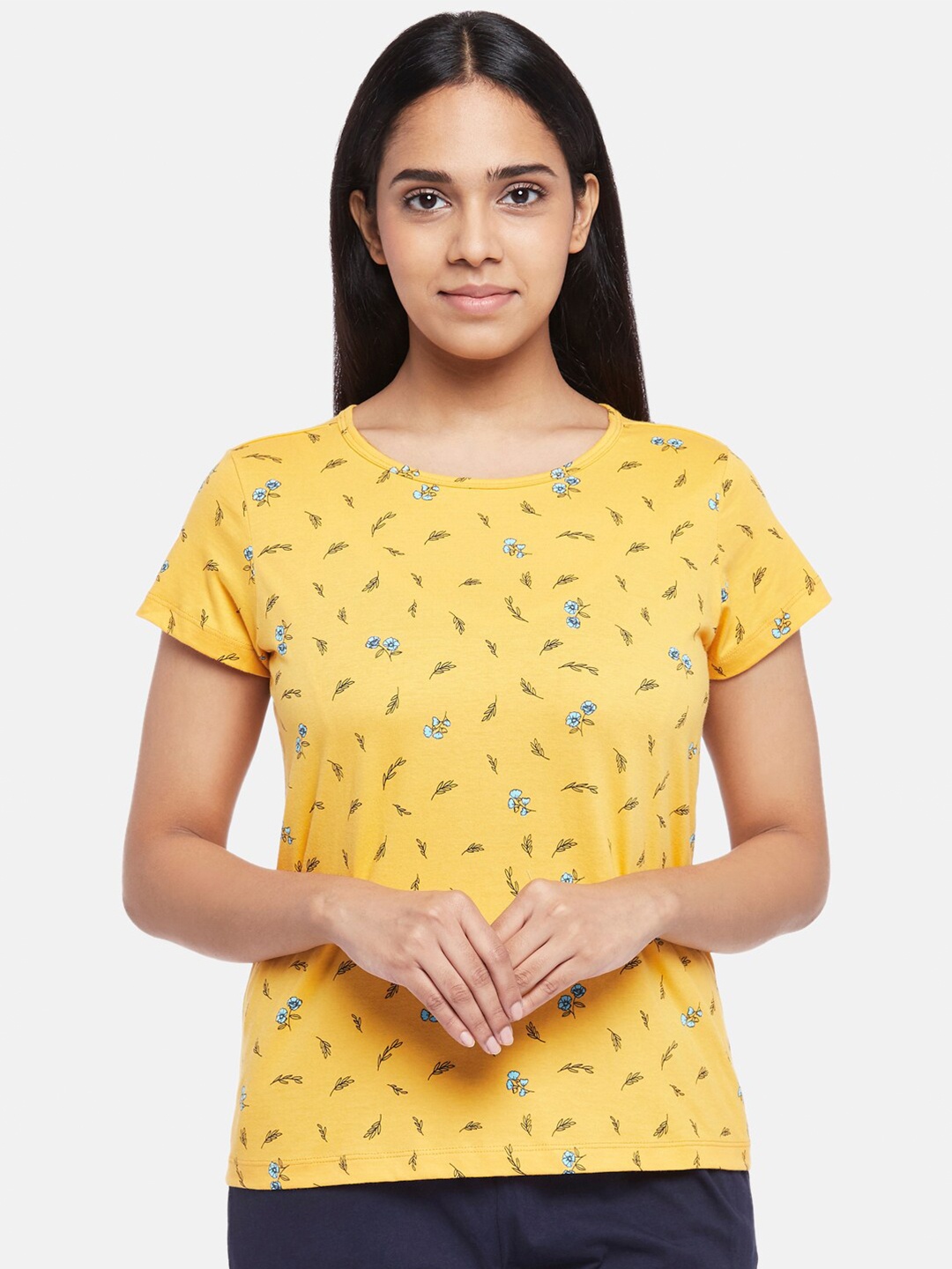 

Dreamz by Pantaloons Women Mustard Yellow Regular Lounge tshirt