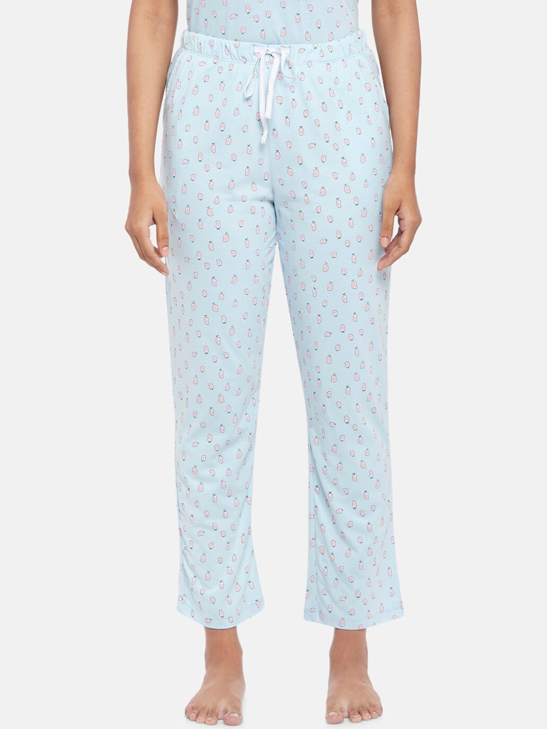 

Dreamz By Pantaloons Women Blue & Orange Printed Mid-Rise Lounge Pants