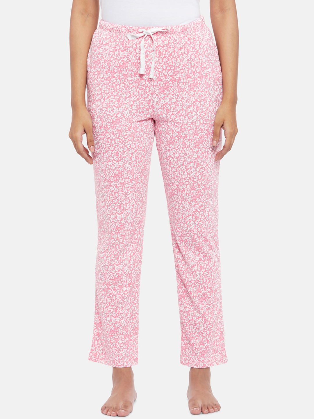 

Dreamz by Pantaloons Women Pink & White Floral Printed Pure Cotton Lounge Pants