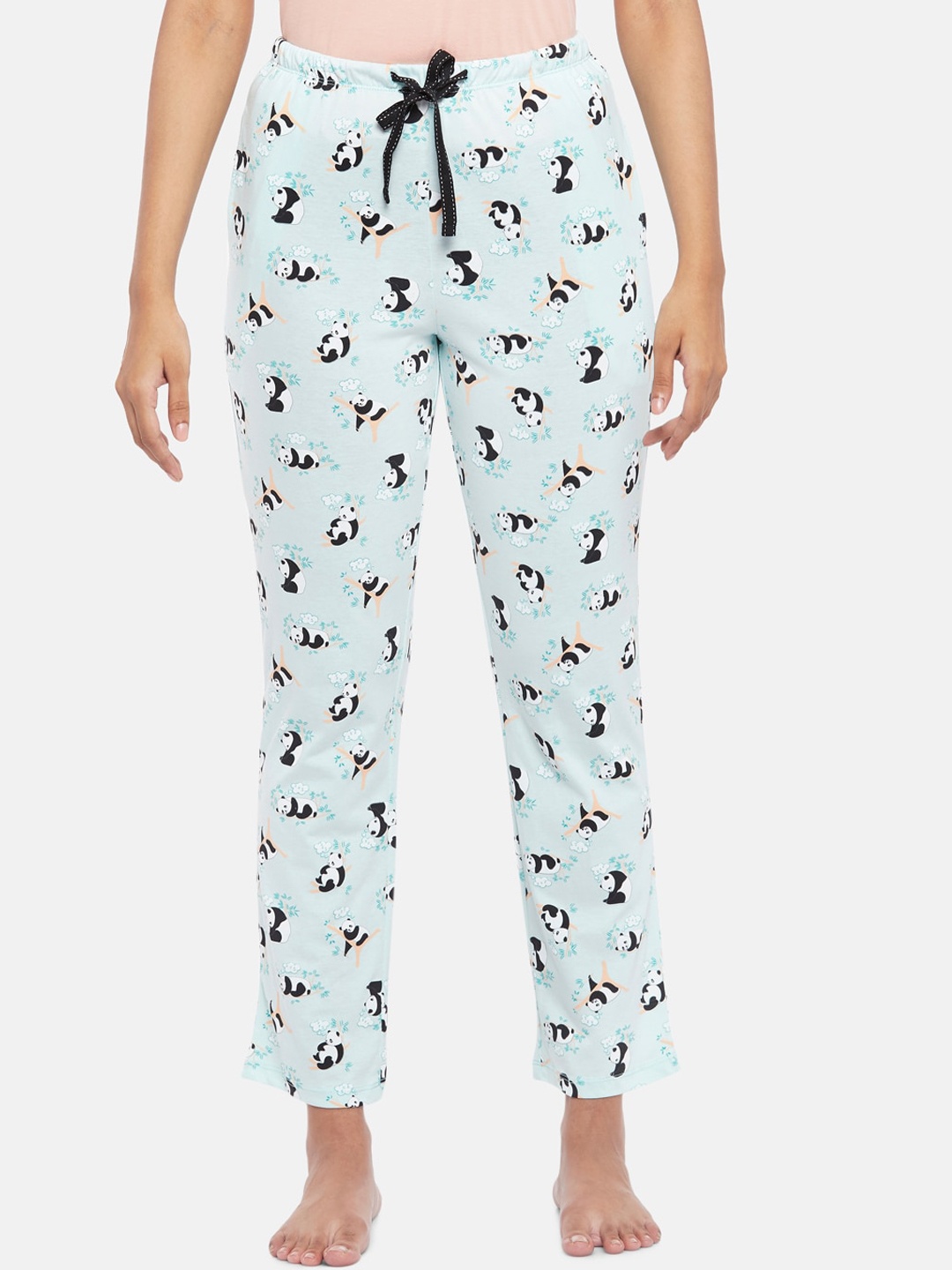 

Dreamz by Pantaloons Women Mint Green Conversational Print Lounge Pants, Blue