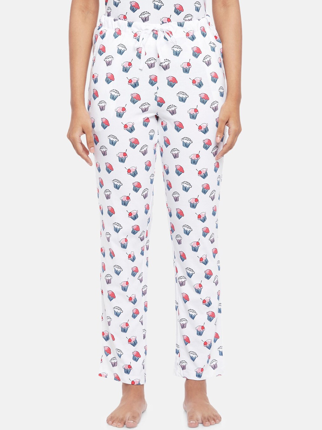 

Dreamz by Pantaloons Women White & Pink Printed Night Suit Set
