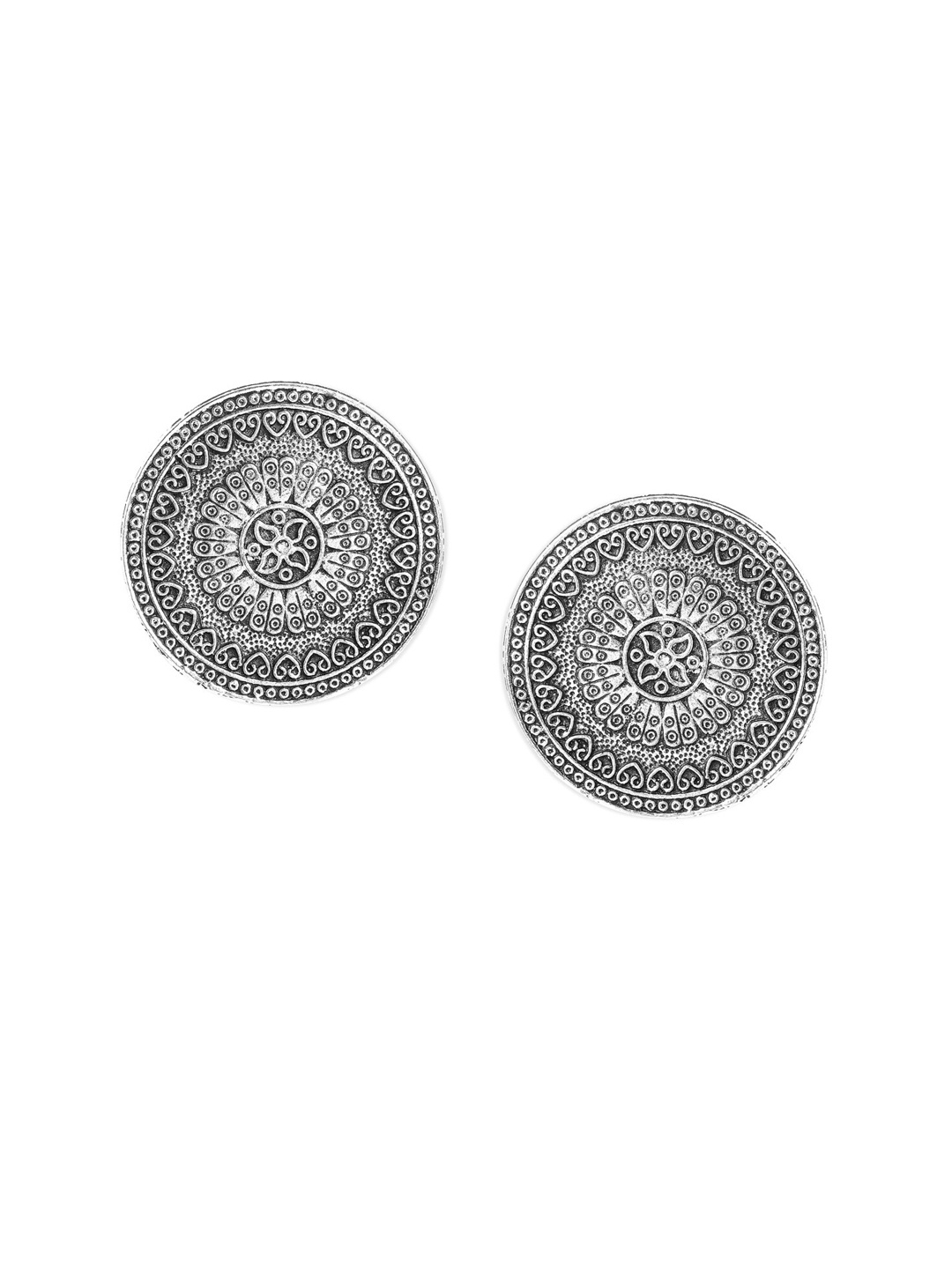 

Anouk Silver-Plated Silver-Toned Circular Studs Earrings