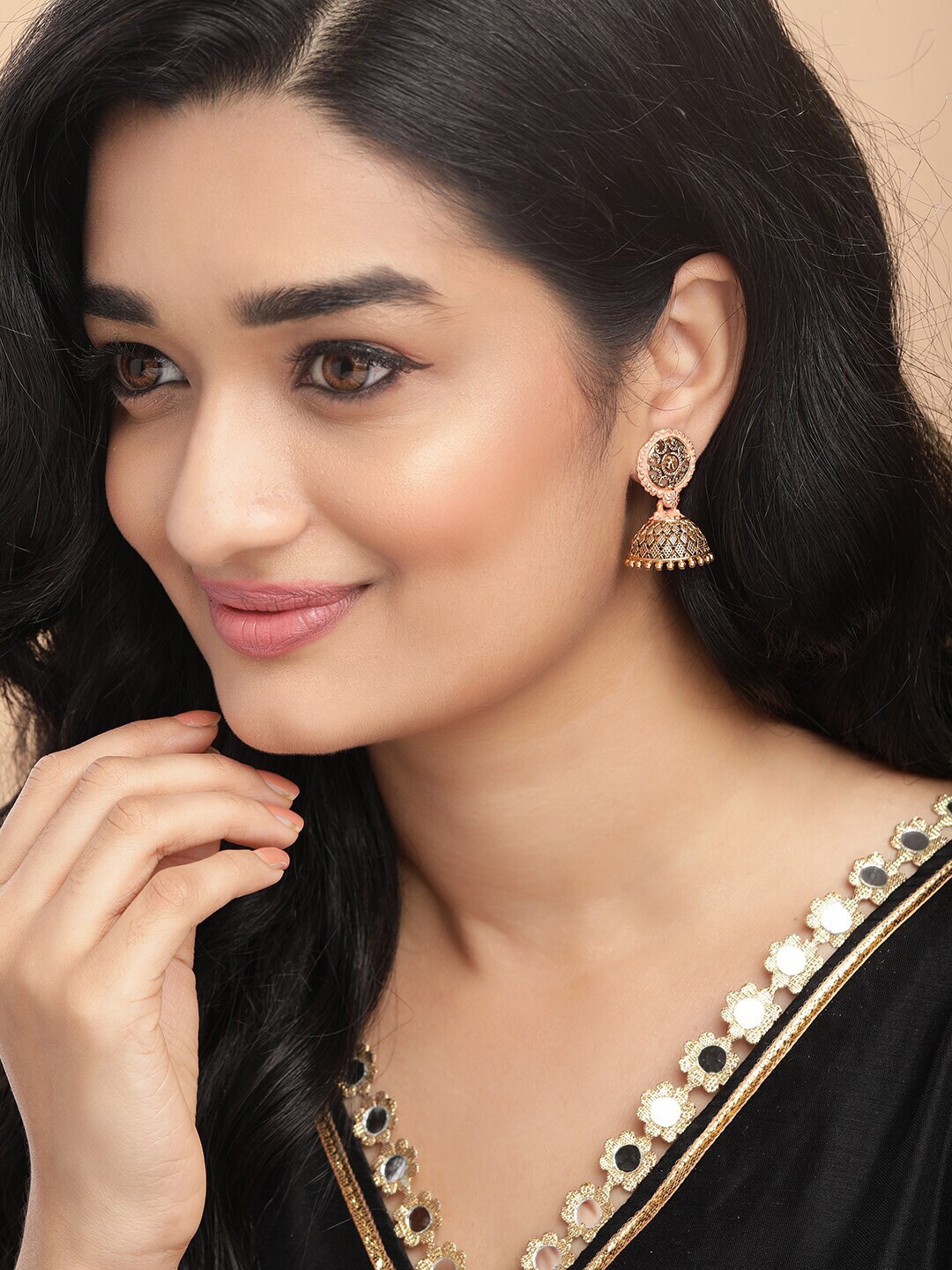 

Anouk Gold Plated Gold-Toned Contemporary Jhumkas Earrings