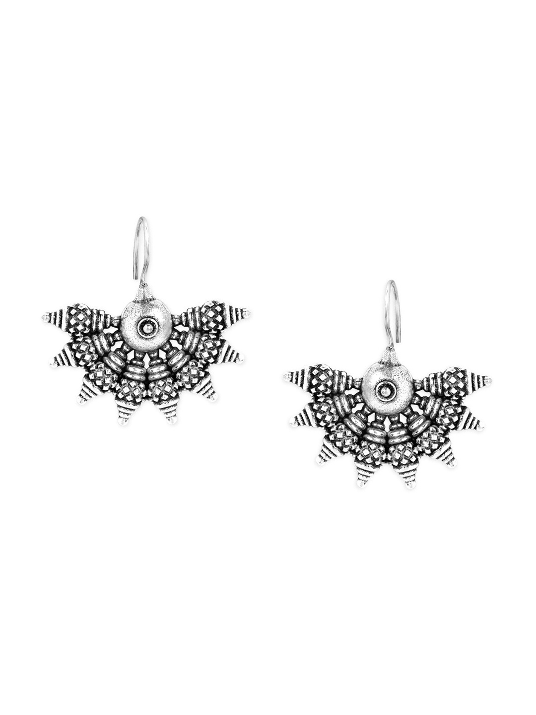 

Anouk Silver-Toned & Silver-Plated Contemporary Drop Earrings