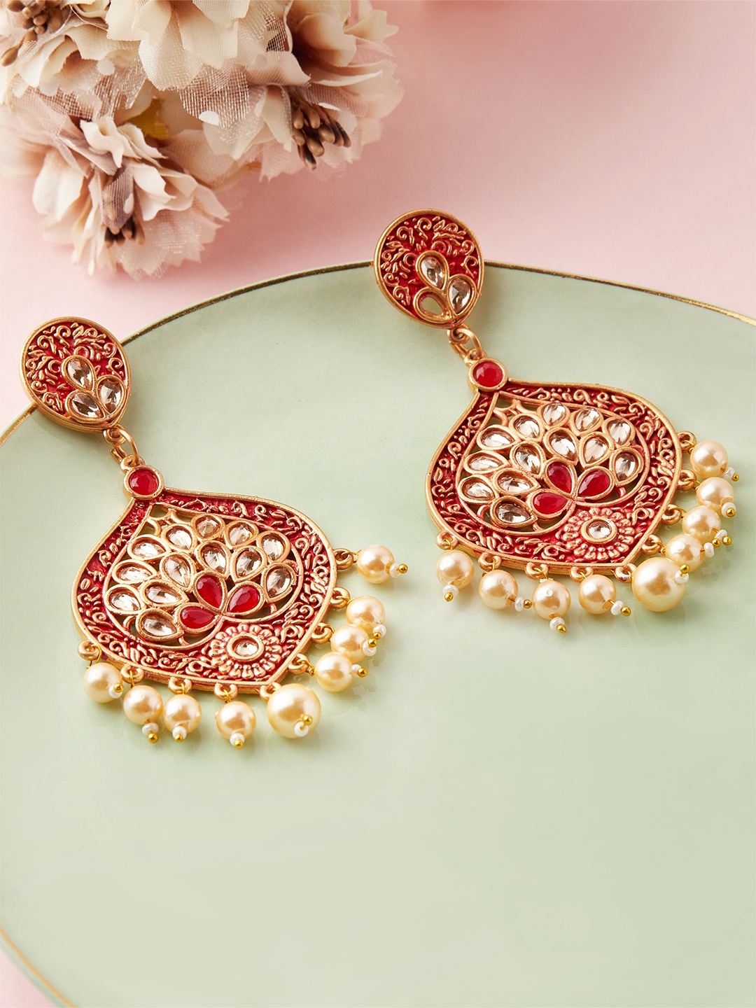 

Anouk Gold Plated Gold-Toned Contemporary Drop Earrings
