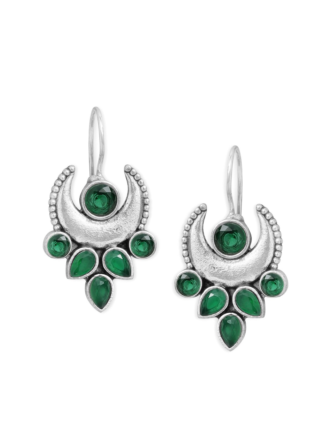 

Anouk Silver Plated Green Crescent Shaped Drop Earrings