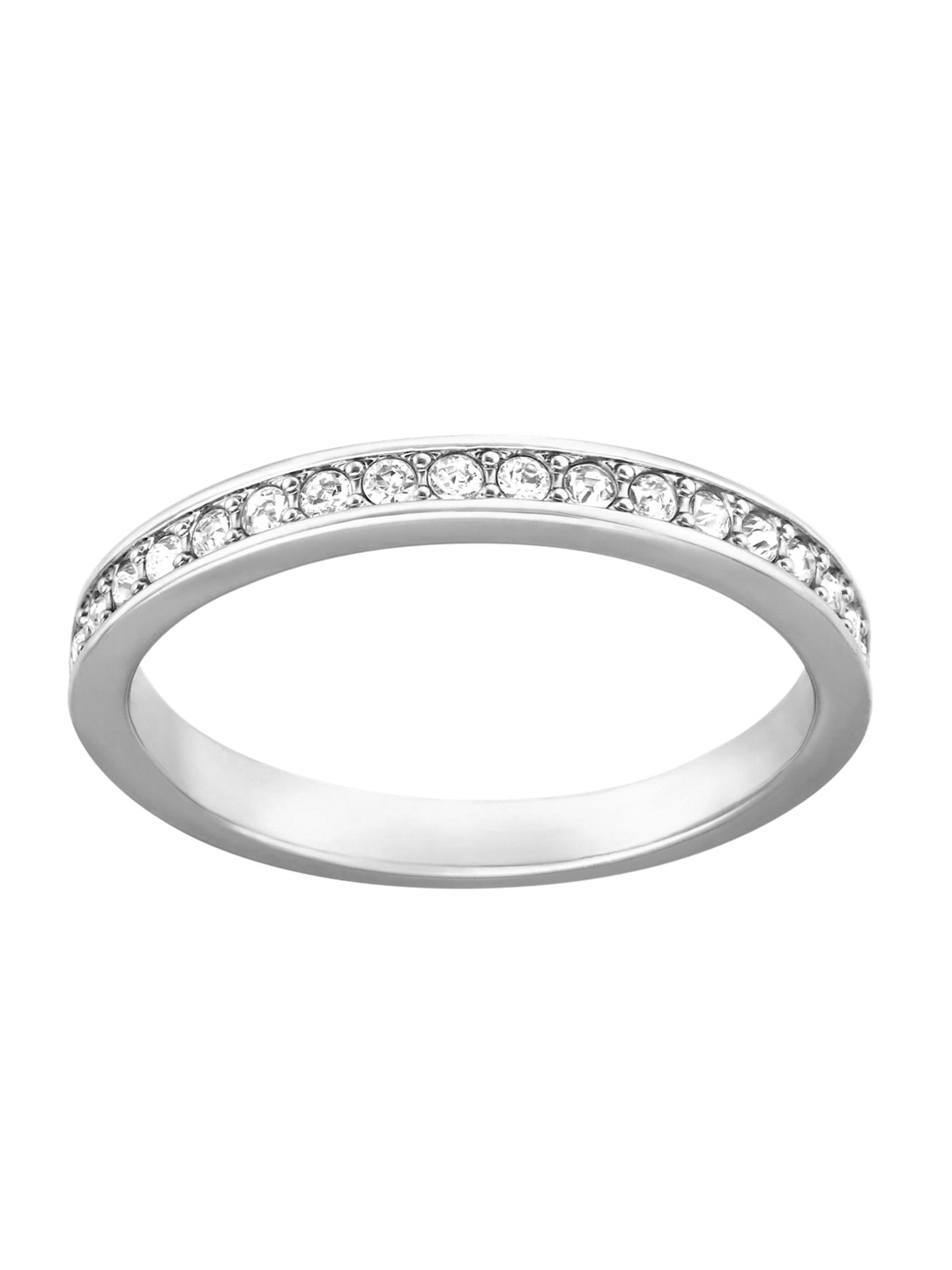 

SWAROVSKI Women White & Silver-Toned Rhodium Plated Crystals Finger Ring