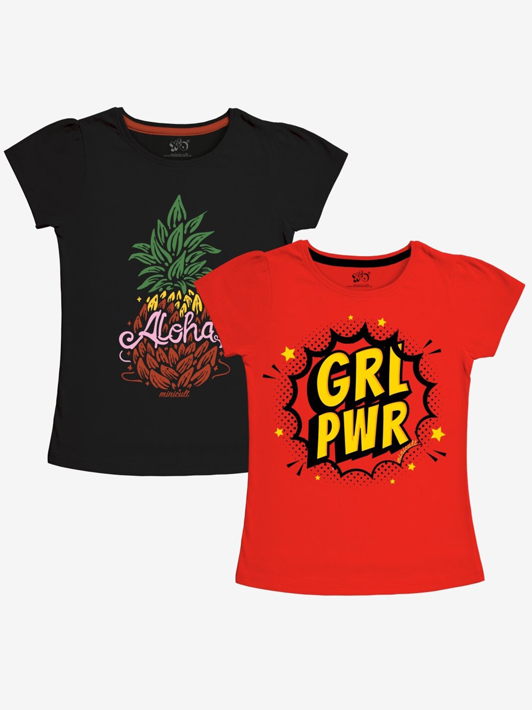 

x2o Girls Pack of 2 Typography Printed T-shirts, Red