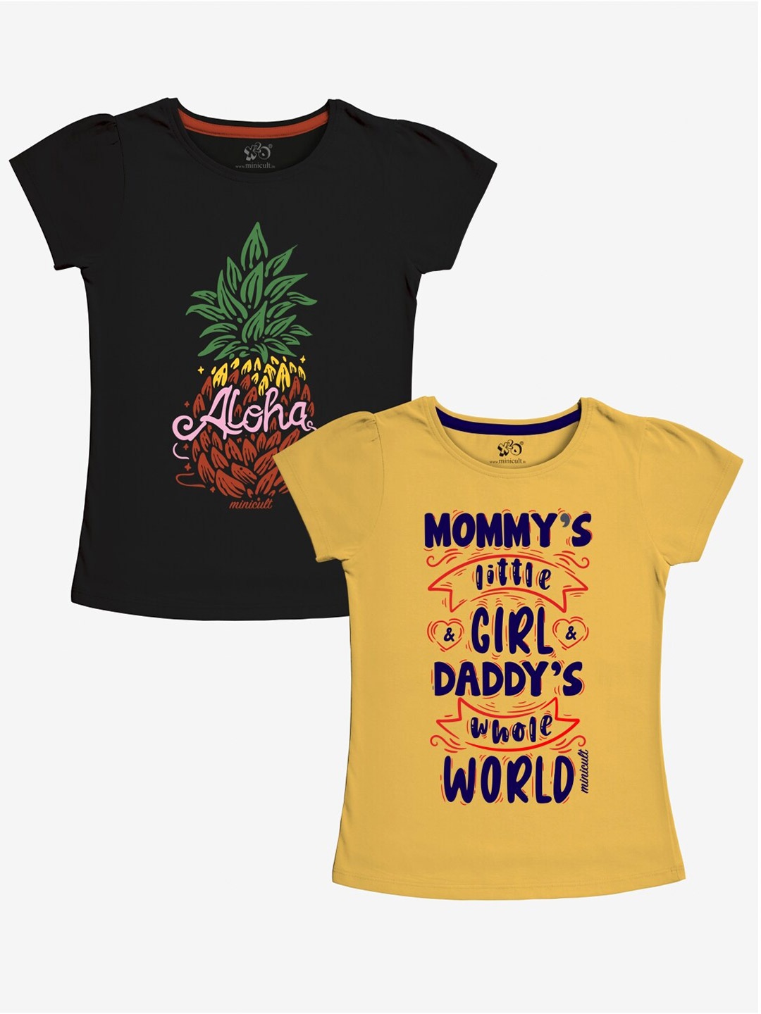 

x2o Girls Pack of 2 Yellow Typography 2 Printed T-shirt