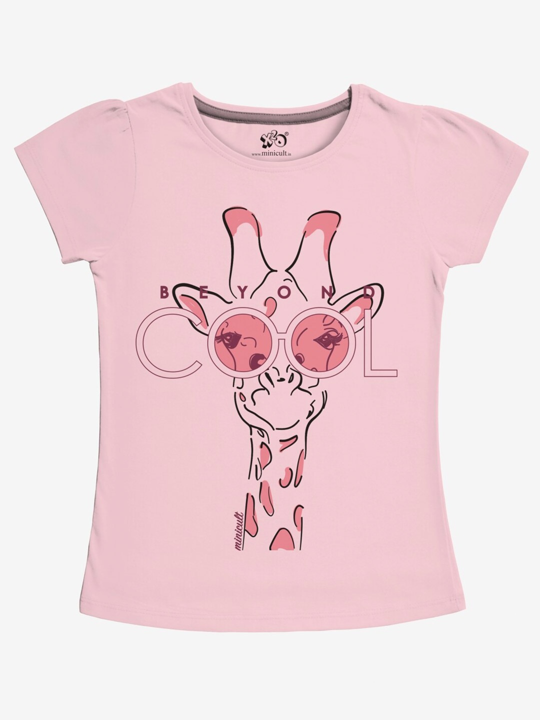 

x2o Girls Pink Printed Puff Sleeves T-shirt