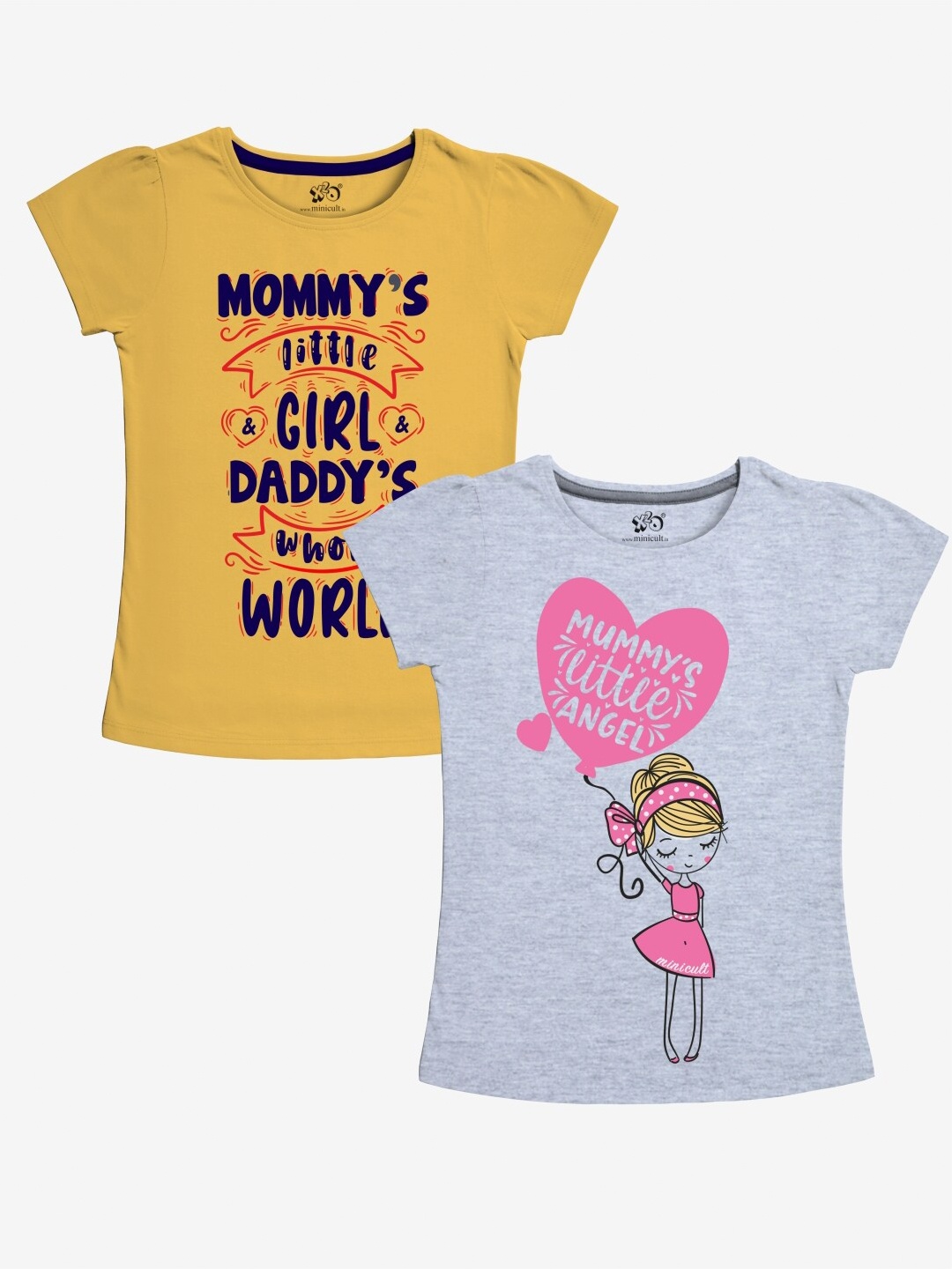 

x2o Girls Pack of 2 Graphic Printed T-shirts, Grey