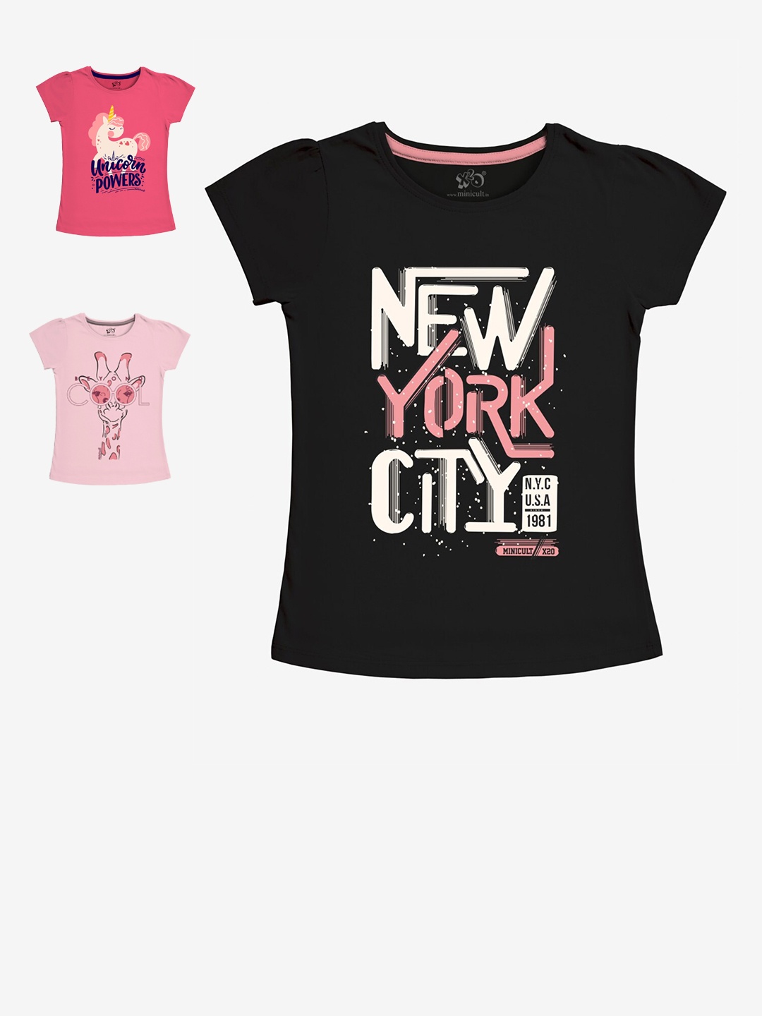 

x2o Girls Pack Of 3 T-shirts, Black