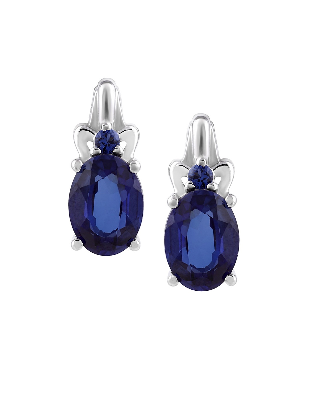 

LA SOULA Blue & Silver-Toned Sterling Silver Contemporary Drop Earrings