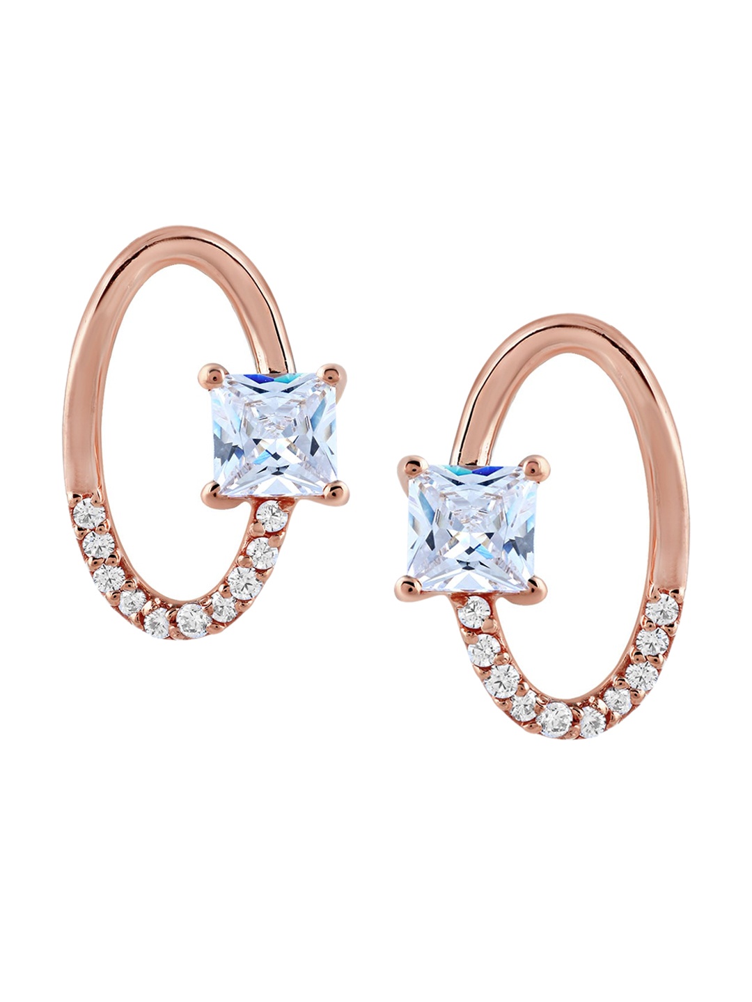 

LA SOULA Rose Gold-Plated Rose-Gold Tonned Contemporary Studs Earrings
