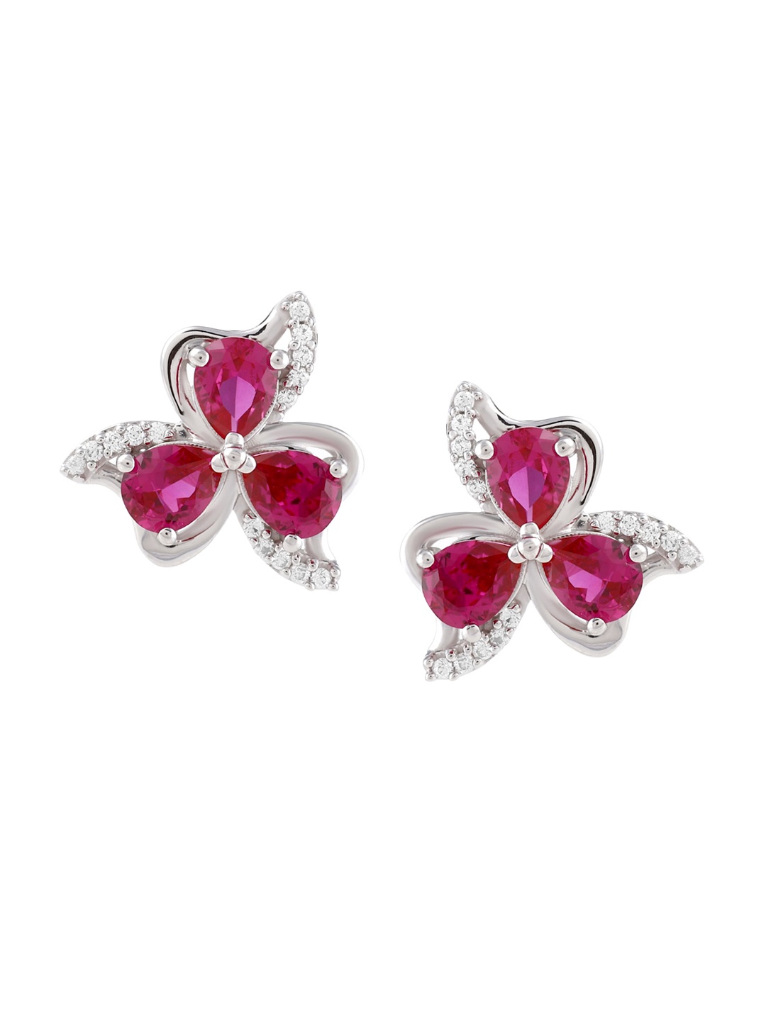 

LA SOULA Red & 925 Sterling Silver-Plated Contemporary Drop Earrings