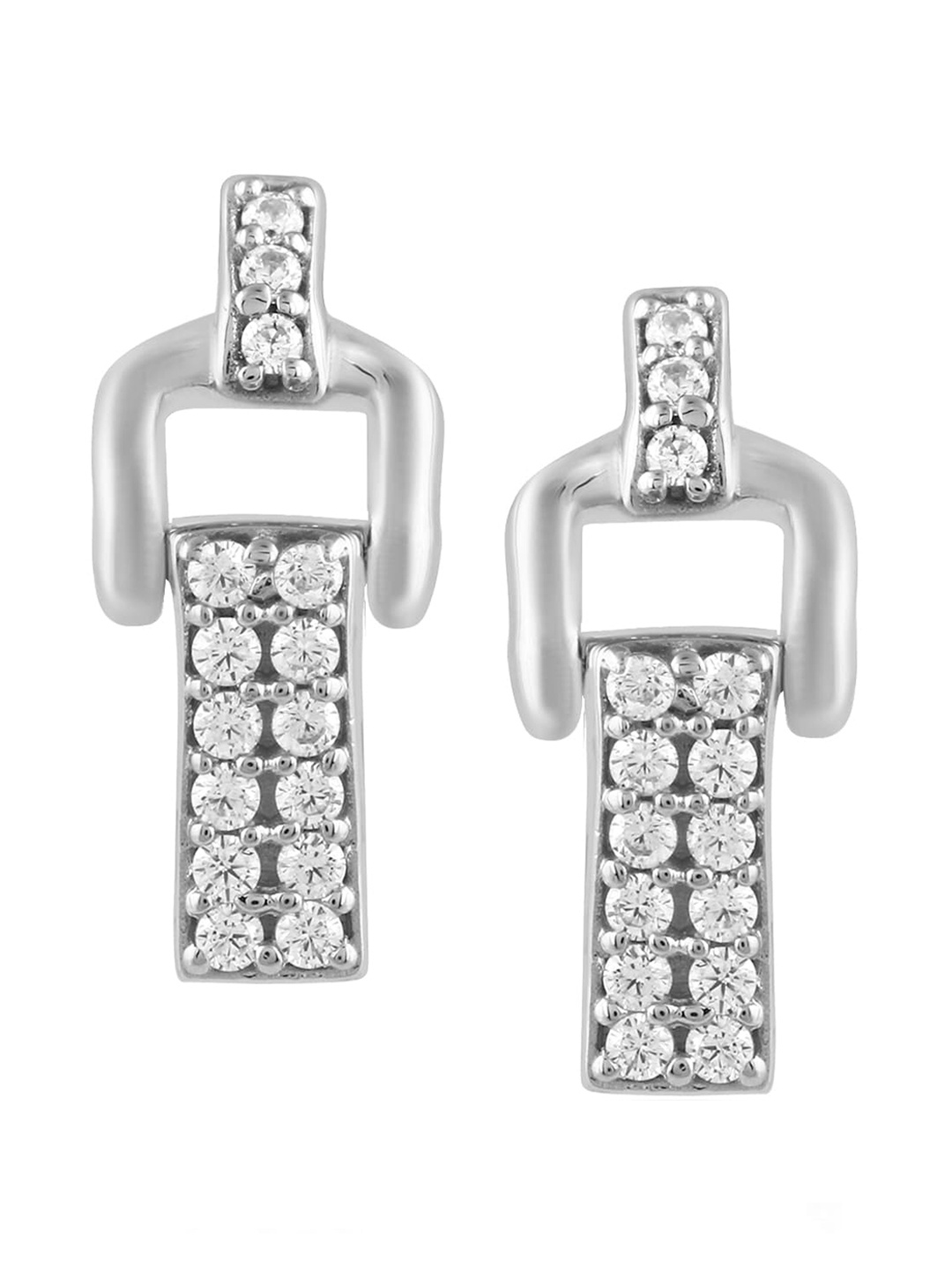 

LA SOULA Rhodium Plated White Contemporary Drop Earrings
